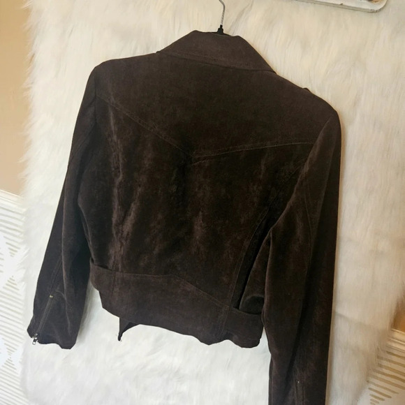 Forever 21 Suedette Bomber Jacket w/Buckles - Picture 3 of 6